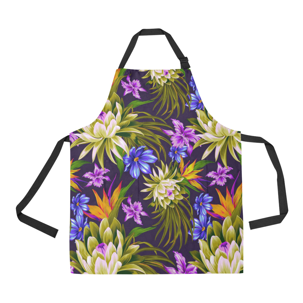 Water Lily Pattern Print Design WL08 Apron with Pocket
