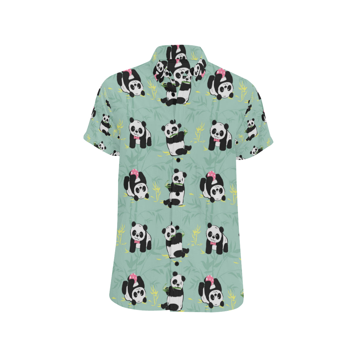 Panda Pattern Print Design A05 Men's Short Sleeve Button Up Shirt