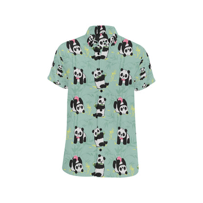 Panda Pattern Print Design A05 Men's Short Sleeve Button Up Shirt