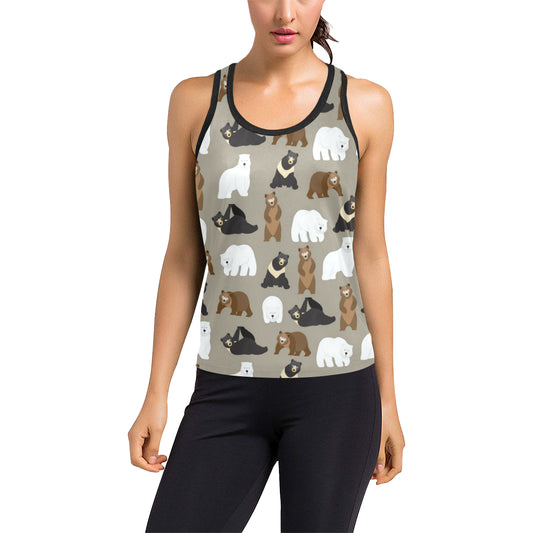 Bear Pattern Print Design BE03 Women's Racerback Tank Top