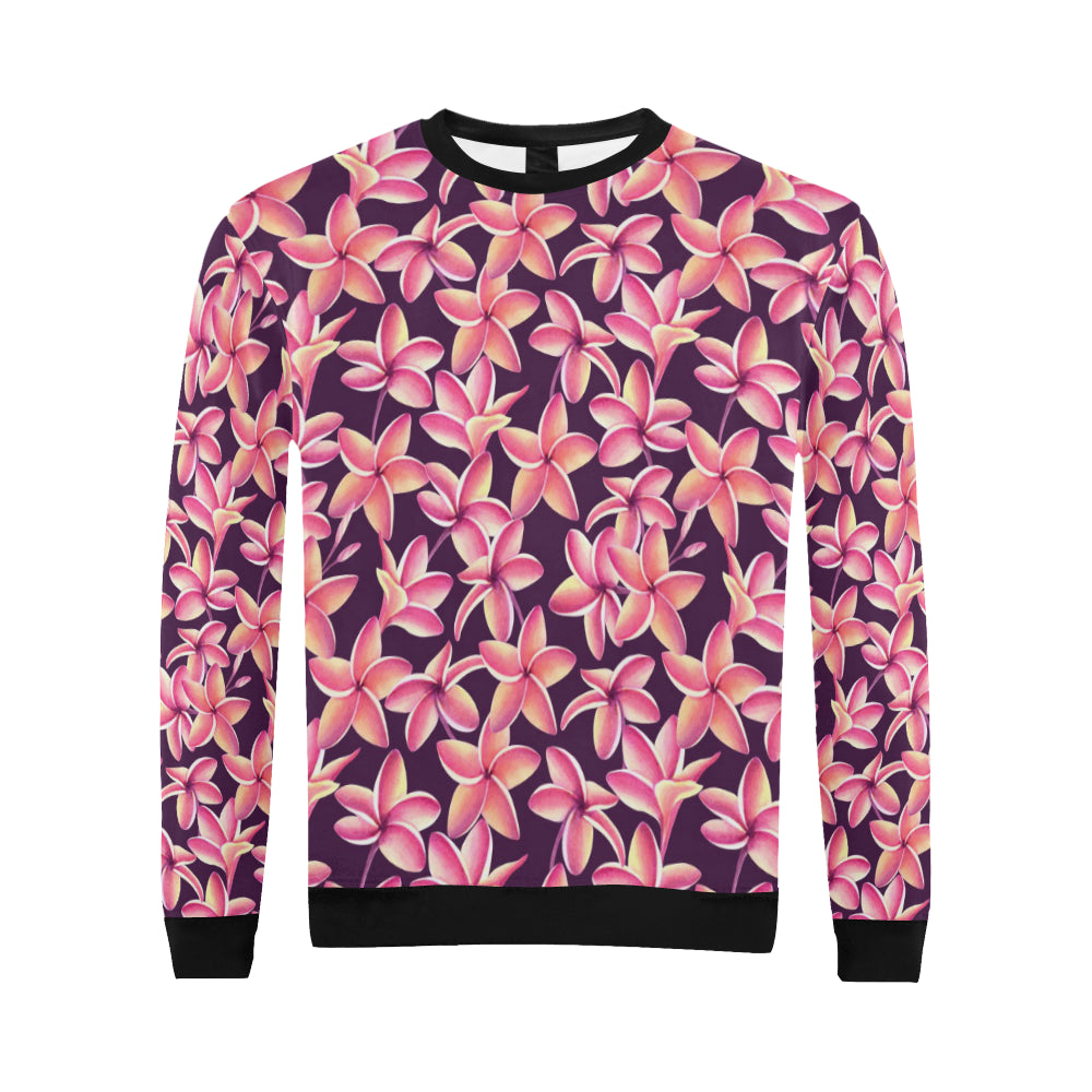 Purple Plumeria Pattern Print Design PM010 Men Long Sleeve Sweatshirt