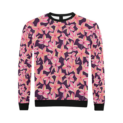 Purple Plumeria Pattern Print Design PM010 Men Long Sleeve Sweatshirt