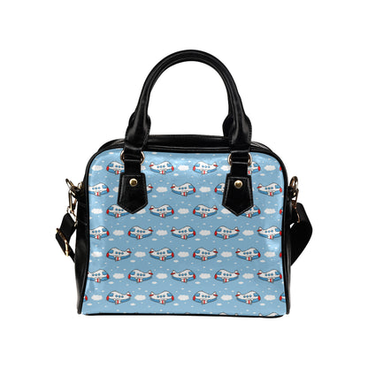 Airplane Cartoon Pattern Print Design 07 Shoulder Handbag