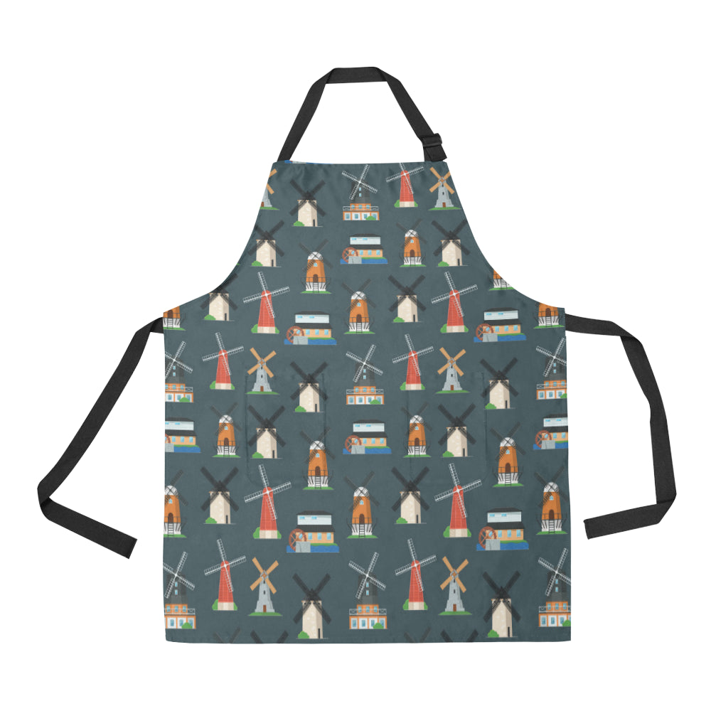 Windmill Pattern Print Design 04 Apron with Pocket