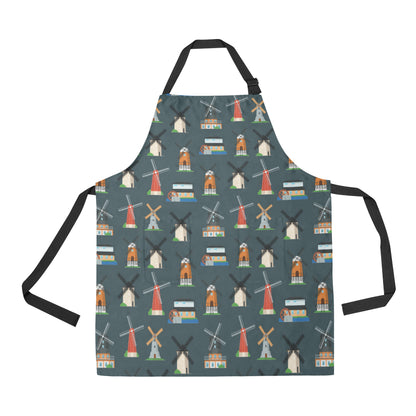Windmill Pattern Print Design 04 Apron with Pocket