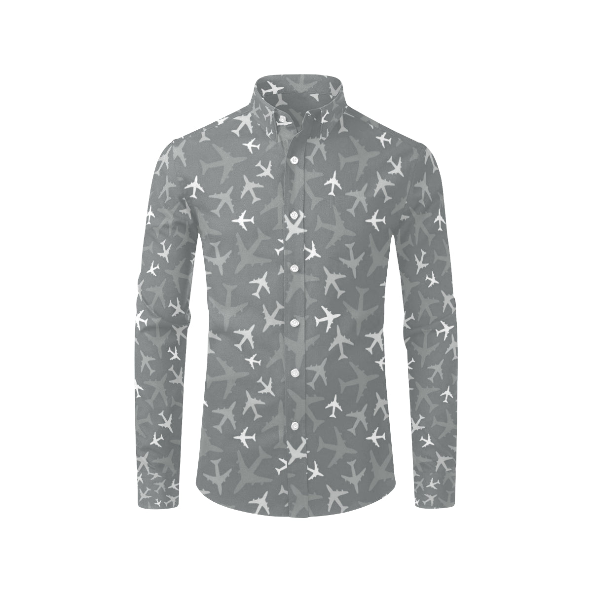 Airplane Pattern Print Design 02 Men's Long Sleeve Shirt