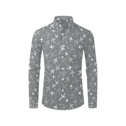 Airplane Pattern Print Design 02 Men's Long Sleeve Shirt