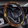 Skull Roses Vintage Design Themed Print Steering Wheel Cover with Elastic Edge