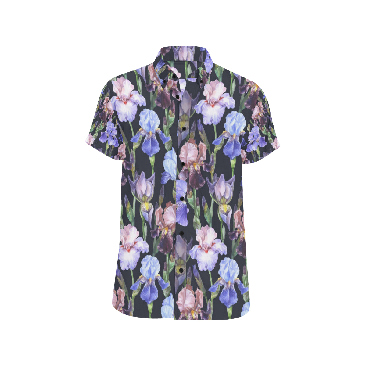 Iris Pattern Print Design IR04 Men's Short Sleeve Button Up Shirt