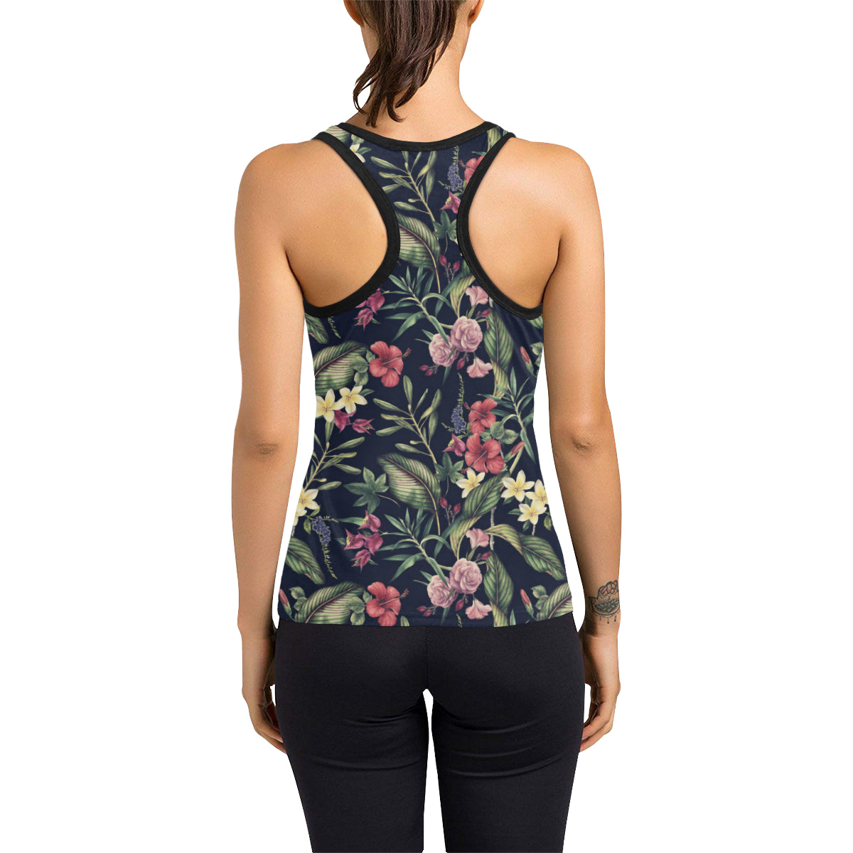 Tropical Flower Pattern Women's Racerback Tank Top