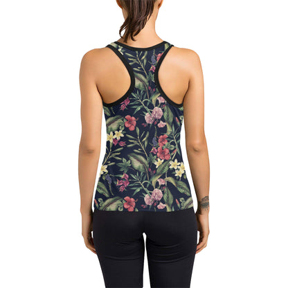 Tropical Flower Pattern Women's Racerback Tank Top