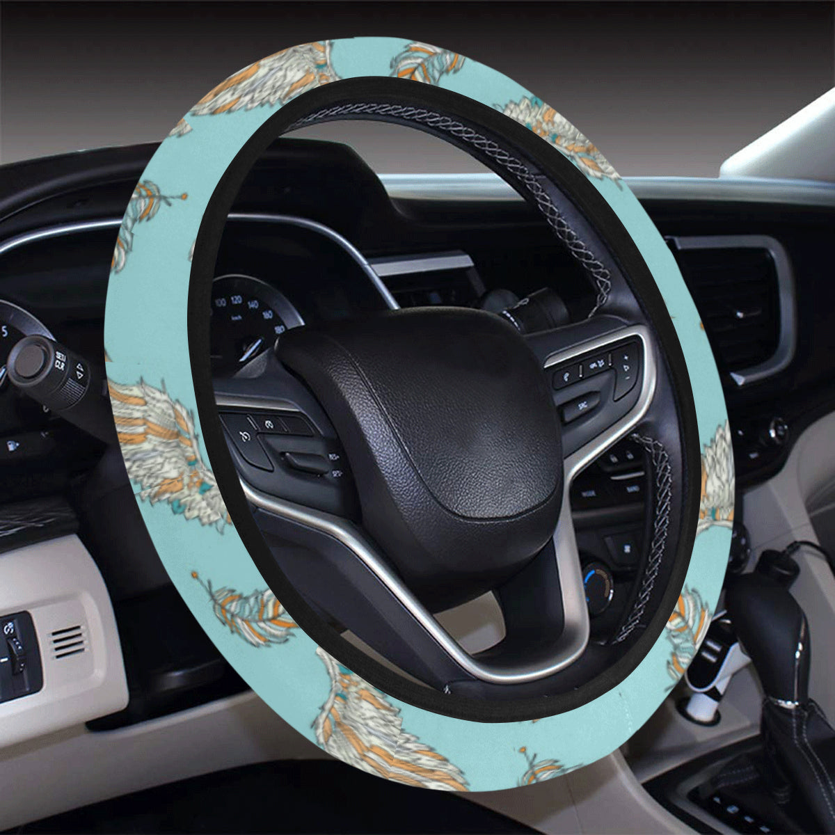 Angel Wings Pattern Print Design 03 Steering Wheel Cover with Elastic Edge