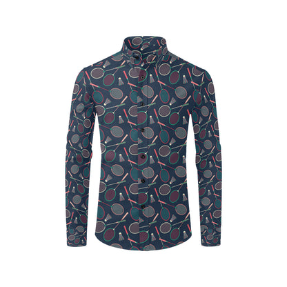 Badminton Pattern Print Design 03 Men's Long Sleeve Shirt