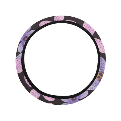 Orchid Pattern Print Design OR08 Steering Wheel Cover with Elastic Edge