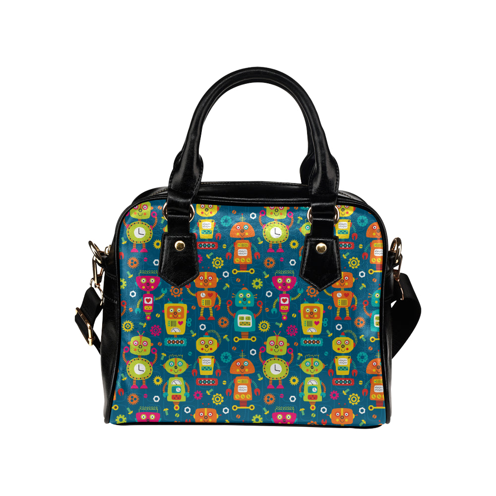 Robot Pattern Print Design A04 Shoulder Handbag