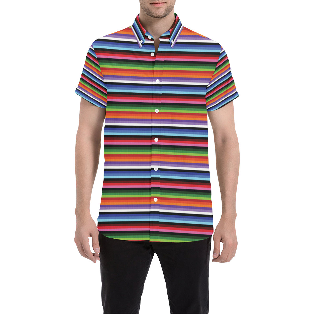 Serape Design Men's Short Sleeve Button Up Shirt