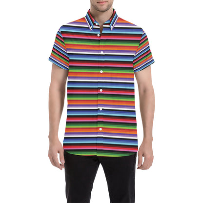 Serape Design Men's Short Sleeve Button Up Shirt