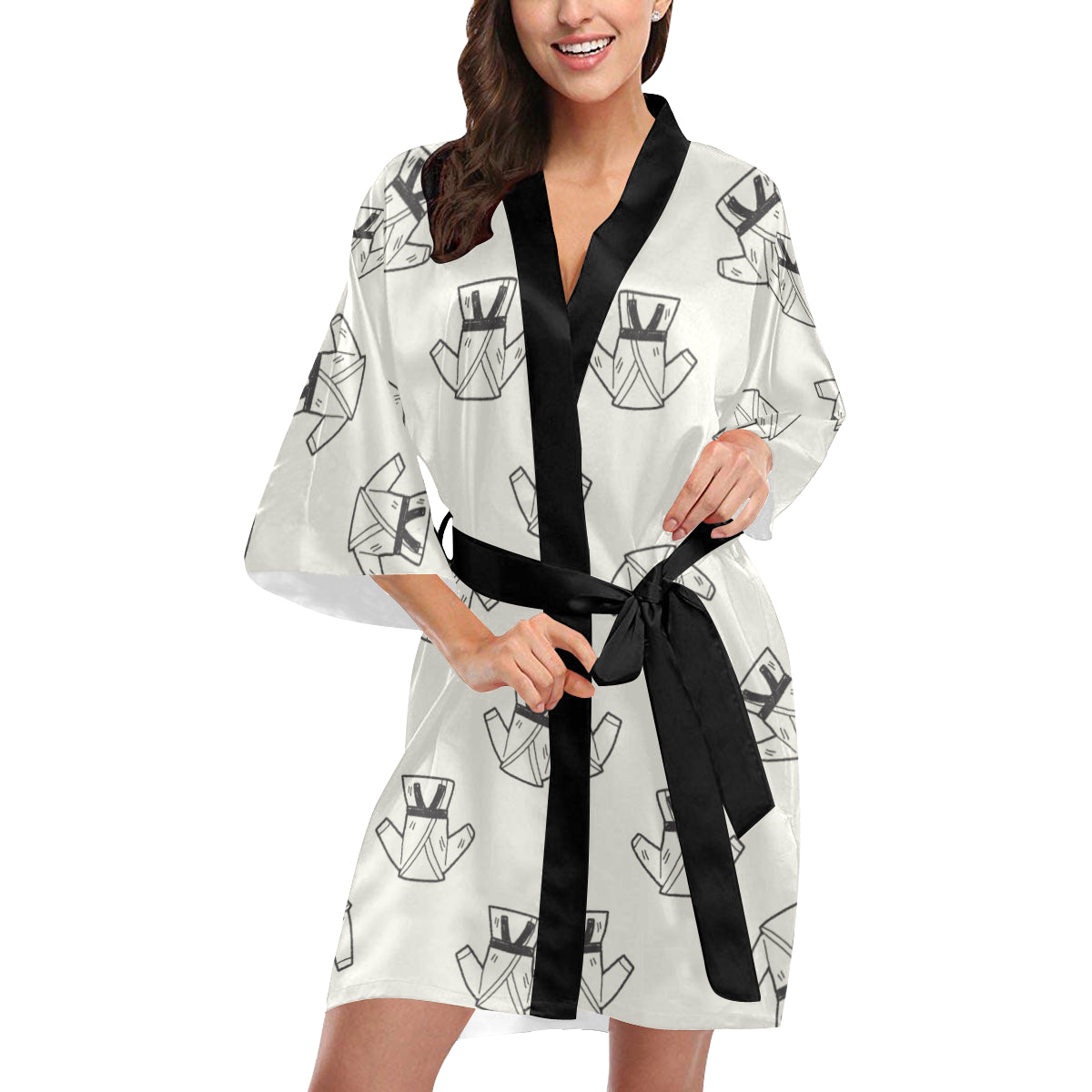 Karate Pattern Print Design 01 Women's Short Kimono