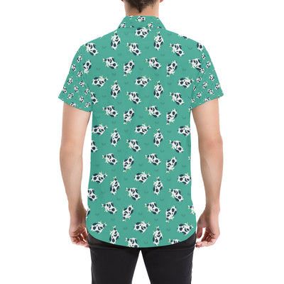 Cow Pattern Print Design 03 Men's Short Sleeve Button Up Shirt