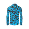 Cheetah Blue Print Pattern Men's Long Sleeve Shirt