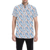 Bluebird Pattern Print Design 01 Men's Short Sleeve Button Up Shirt