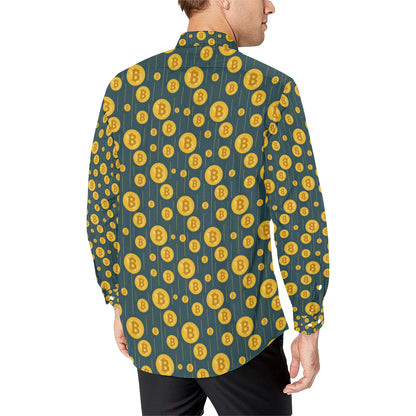 Bitcoin Pattern Print Design 01 Men's Long Sleeve Shirt