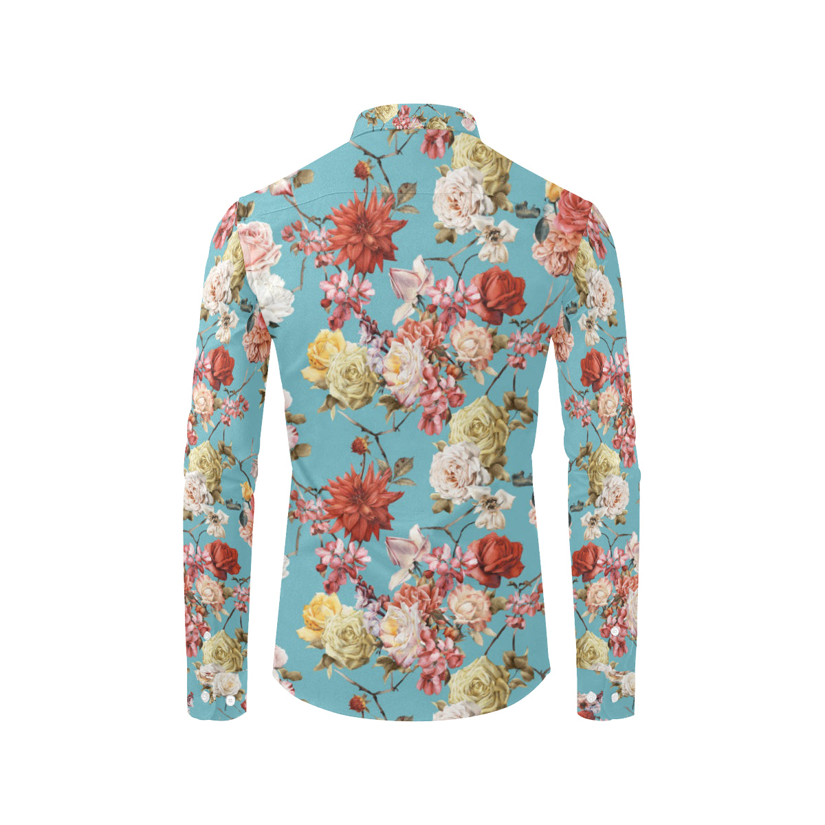 Summer Floral Pattern Print Design SF05 Men's Long Sleeve Shirt