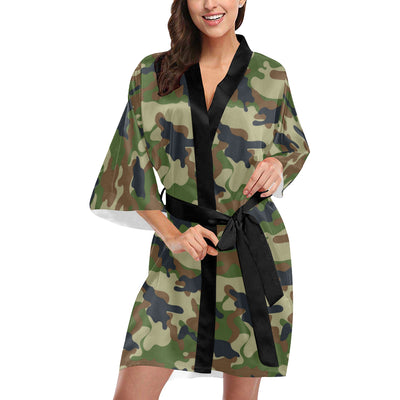 Army Camouflage Pattern Print Design 01 Women's Short Kimono