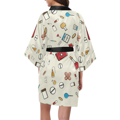Nurse Pattern Print Design A04 Women's Short Kimono