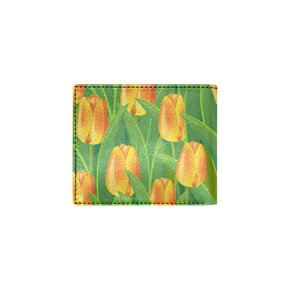 Tulip Orange Pattern Print Design TP07 Men's ID Card Wallet