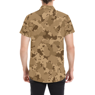 ACU Desert Digital Pattern Print Design 01 Men's Short Sleeve Button Up Shirt