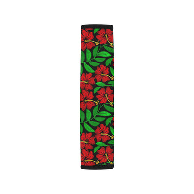 Red Hibiscus Embroidered Pattern Print Design HB03 Car Seat Belt Cover