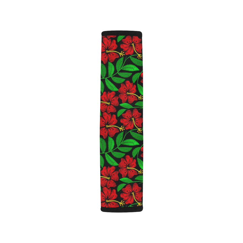 Red Hibiscus Embroidered Pattern Print Design HB03 Car Seat Belt Cover