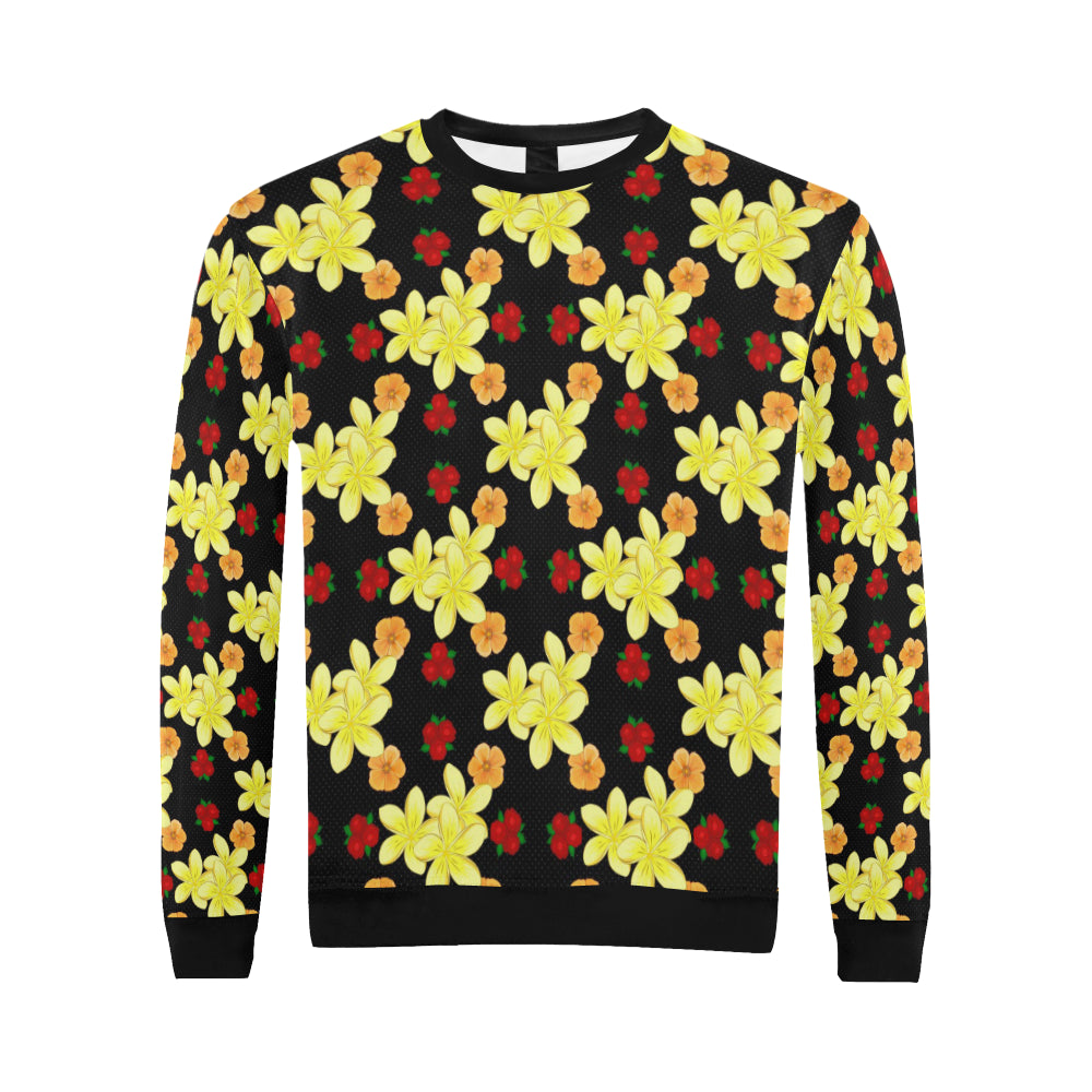 Yellow Plumeria Pattern Print Design PM04 Men Long Sleeve Sweatshirt