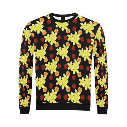 Yellow Plumeria Pattern Print Design PM04 Men Long Sleeve Sweatshirt