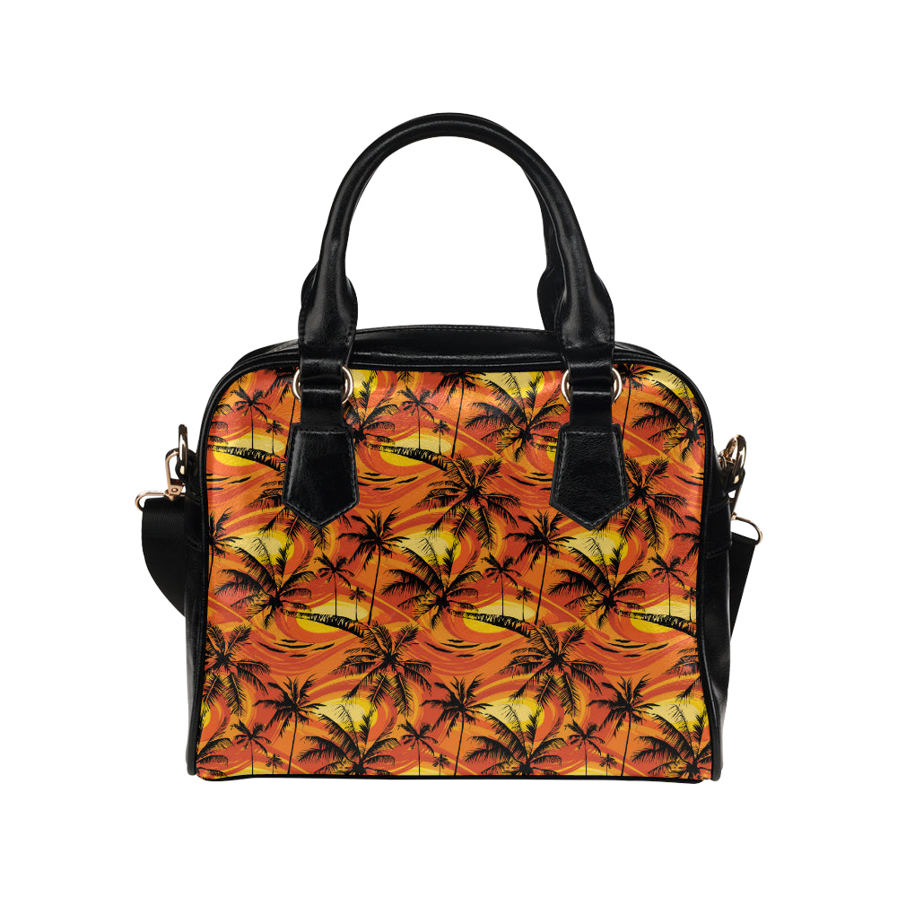 Palm Tree Pattern Print Design A02 Shoulder Handbag