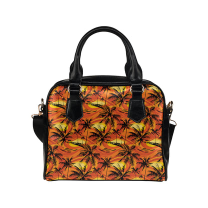 Palm Tree Pattern Print Design A02 Shoulder Handbag