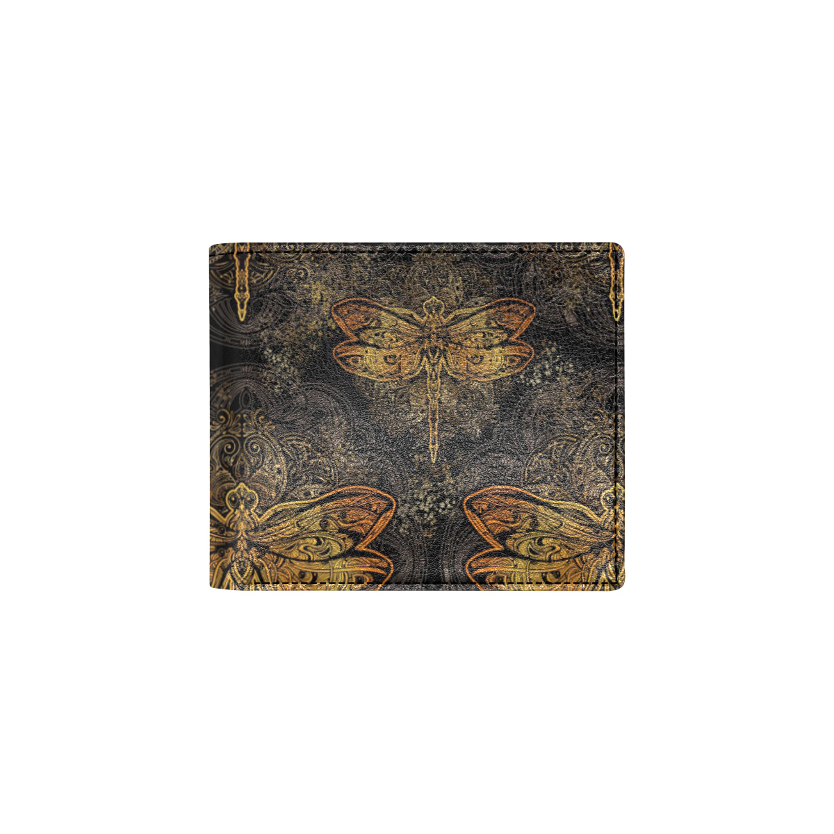 Gold Dragonfly Mandala Men's ID Card Wallet