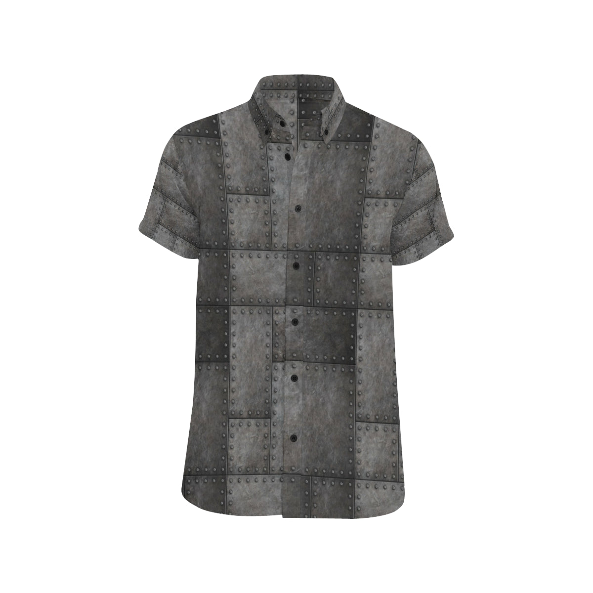 Armor Pattern Print Design 02 Men's Short Sleeve Button Up Shirt