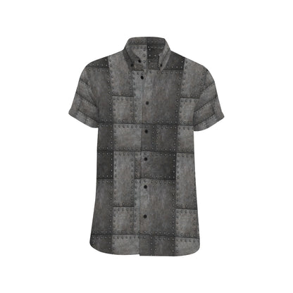 Armor Pattern Print Design 02 Men's Short Sleeve Button Up Shirt