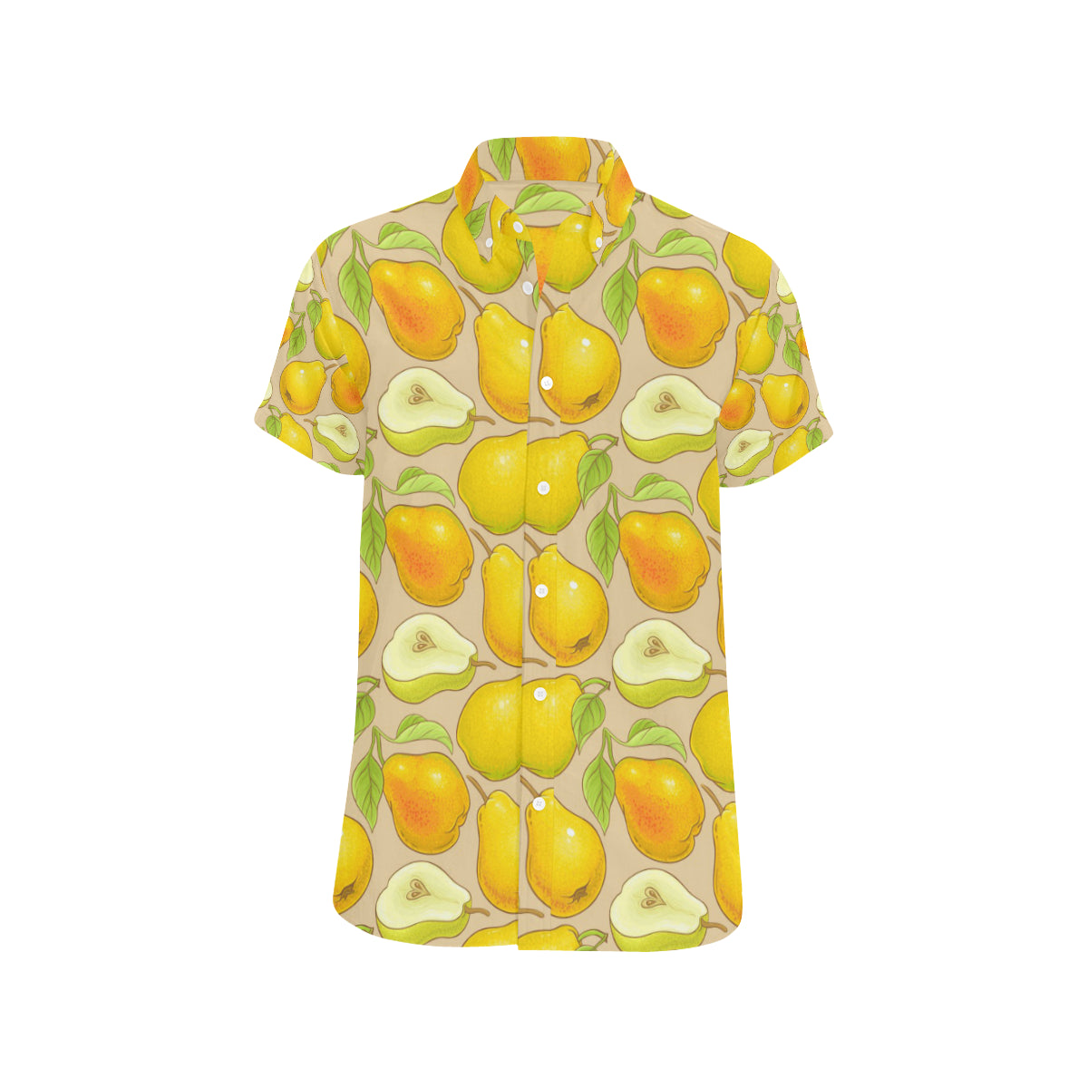 Pear Pattern Print Design PE05 Men's Short Sleeve Button Up Shirt