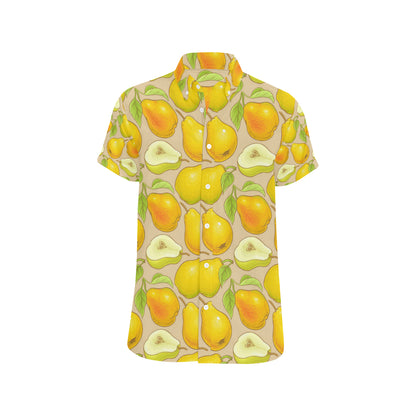 Pear Pattern Print Design PE05 Men's Short Sleeve Button Up Shirt