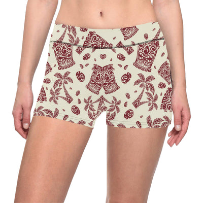 Tiki Tribal Symbol Palm Tree Yoga Shorts