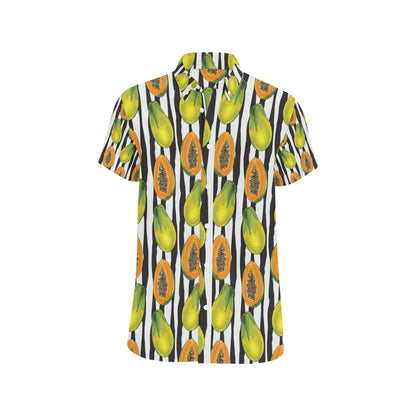 Papaya Pattern Print Design PP01 Men's Short Sleeve Button Up Shirt