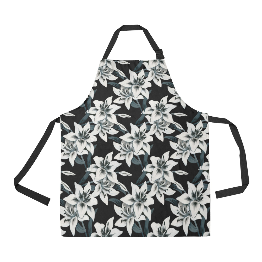 Lily Pattern Print Design 03 Apron with Pocket