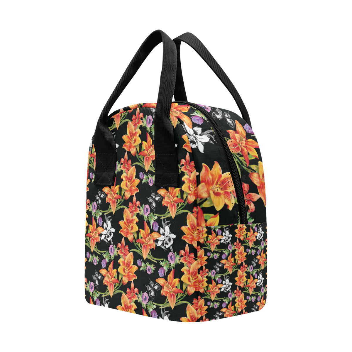 Tropical Flower Pattern Print Design TF02 Insulated Lunch Bag