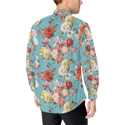 Summer Floral Pattern Print Design SF05 Men's Long Sleeve Shirt