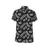 Feather Black White Design Print Men's Short Sleeve Button Up Shirt