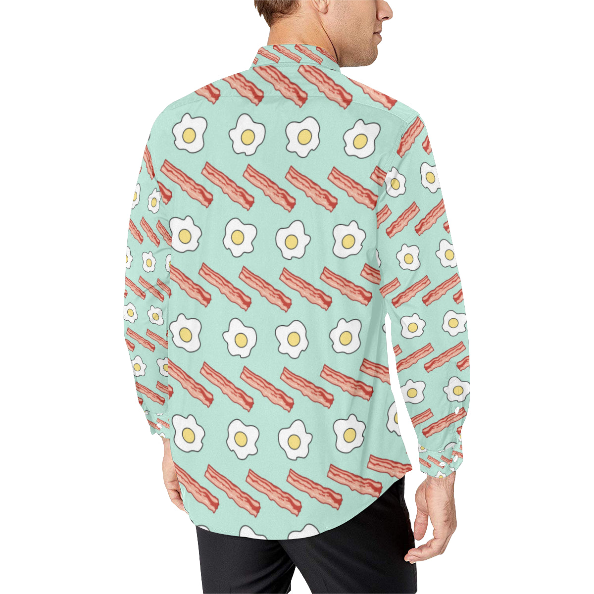 Bacon Sausage Pattern Print Design 01 Men's Long Sleeve Shirt