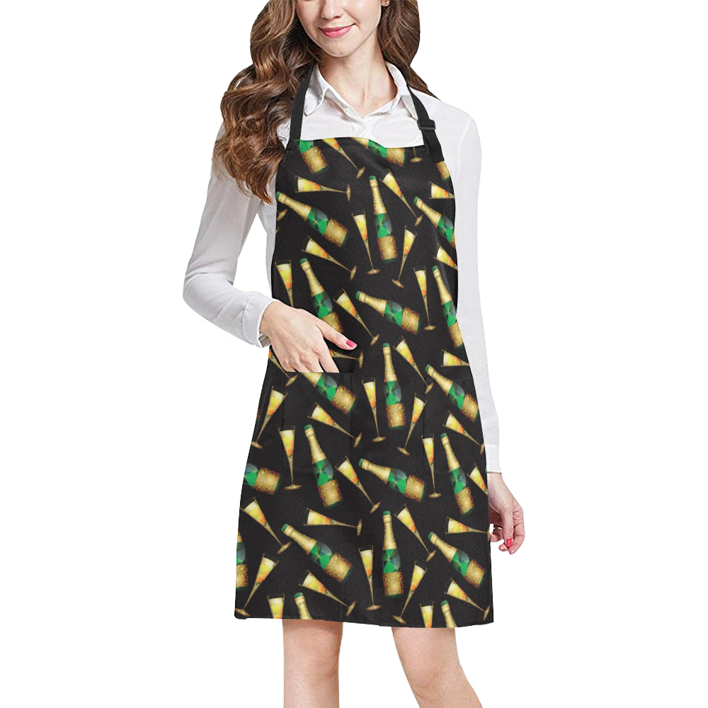 Champagne Pattern Print Design 02 Apron with Pocket